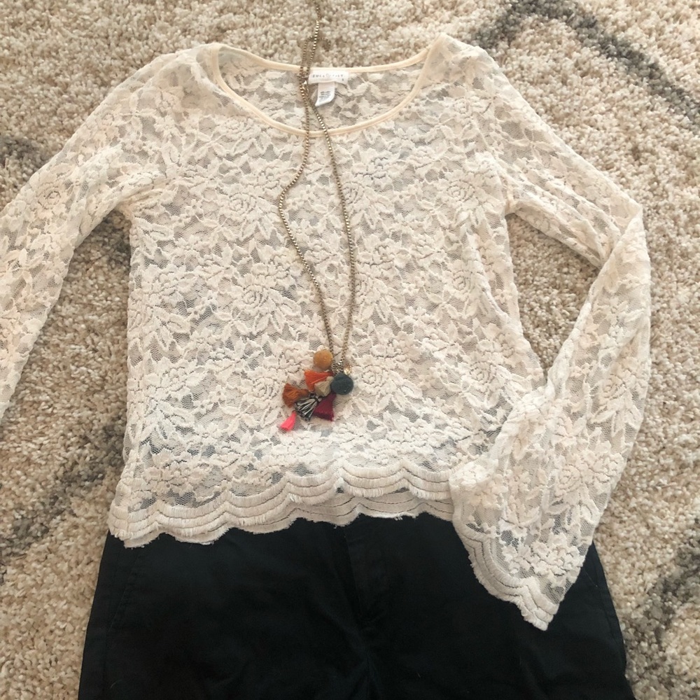 Transparent with details T-shirt long sleeve
